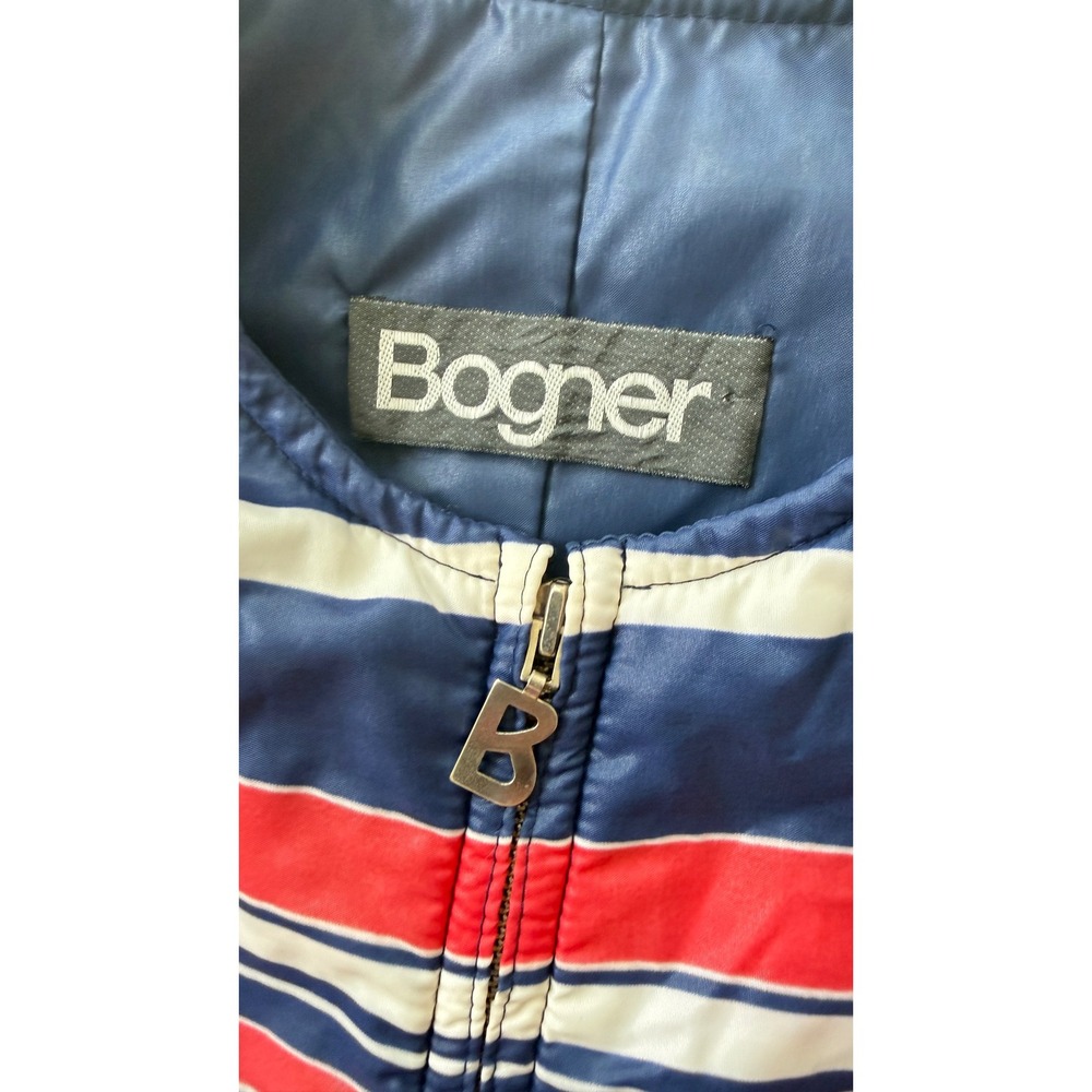 Bogner Vintage Striped Puffer Vest Red White Blue Nylon Zip Front Size 12/40 - Picture 10 of 15